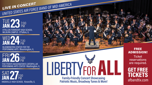 USAF Band of Mid-America Liberty For All Concert in Broadway Logo
